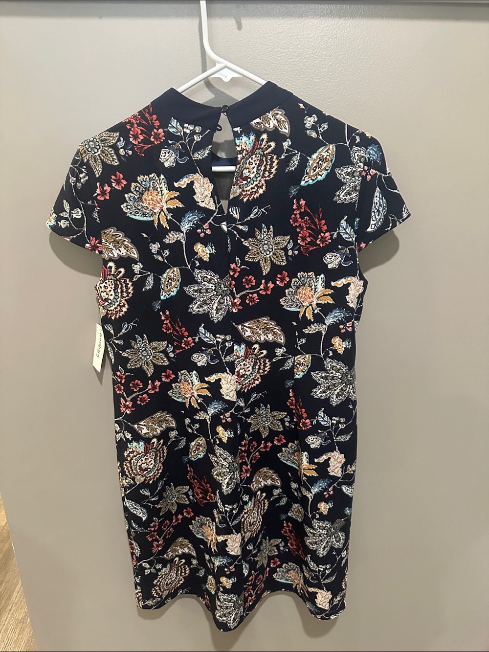 Roz & Ali Navy Floral Sheath Dress with Multicolor Print New 14P - Picture 6 of 7